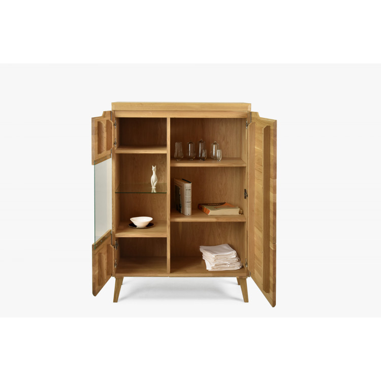 Niedrige Vitrine aus massivem Eichenholz auf Beinen, Prag Typ 45