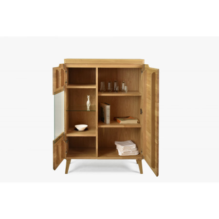 Niedrige Vitrine aus massivem Eichenholz auf Beinen, Prag Typ 45