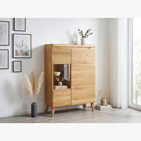 Niedrige Vitrine aus massivem Eichenholz auf Beinen, Prag Typ 45