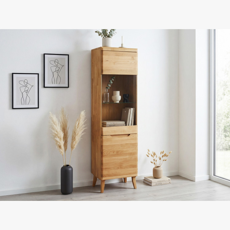 Vitrine aus massivem Eichenholz auf Beinen, Praha Typ 10