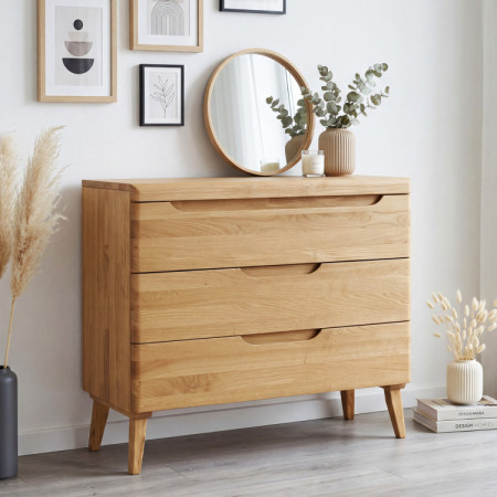 Eichenkommode mit Schubladen auf Füßen, Prag 43