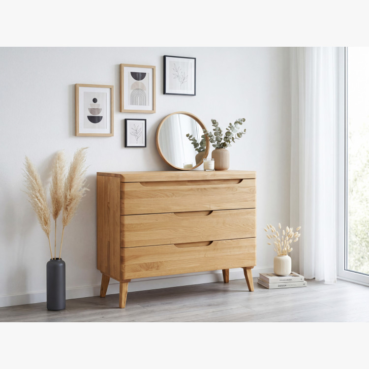 Eichenkommode mit Schubladen auf Füßen, Prag 43