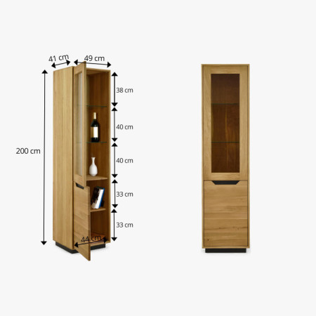 Holz Eichen 1-türige Vitrine, Budapest