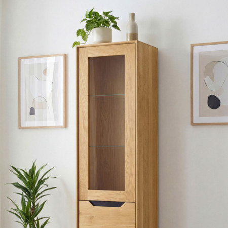 Holz Eichen 1-türige Vitrine, Budapest