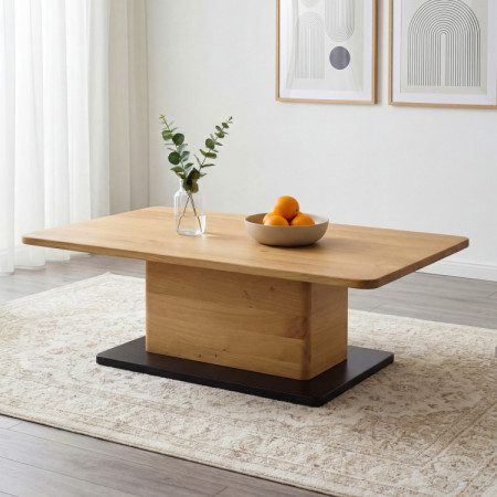 Eichen-Couchtisch auf einem Bein