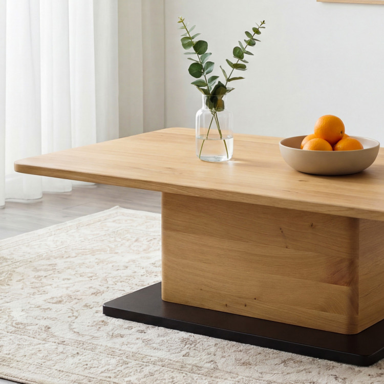 Eichen-Couchtisch auf einem Bein