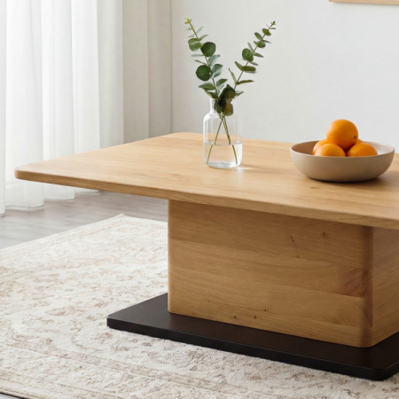 Eichen-Couchtisch auf einem Bein