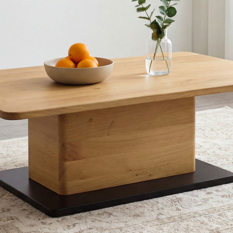 Eichen-Couchtisch auf einem Bein