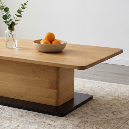 Eichen-Couchtisch auf einem Bein