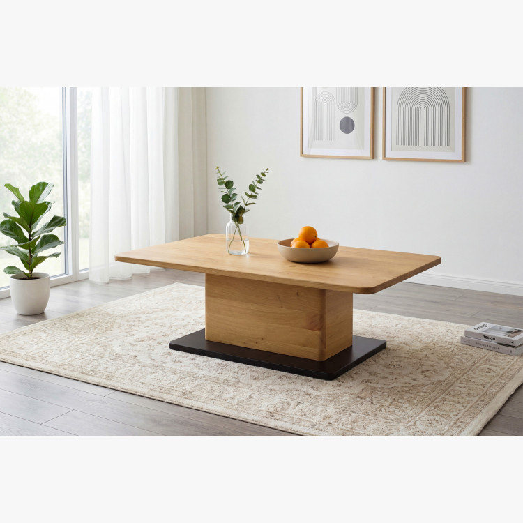 Eichen-Couchtisch auf einem Bein