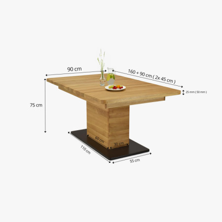 Eichen-Ausziehtisch mit einem Bein