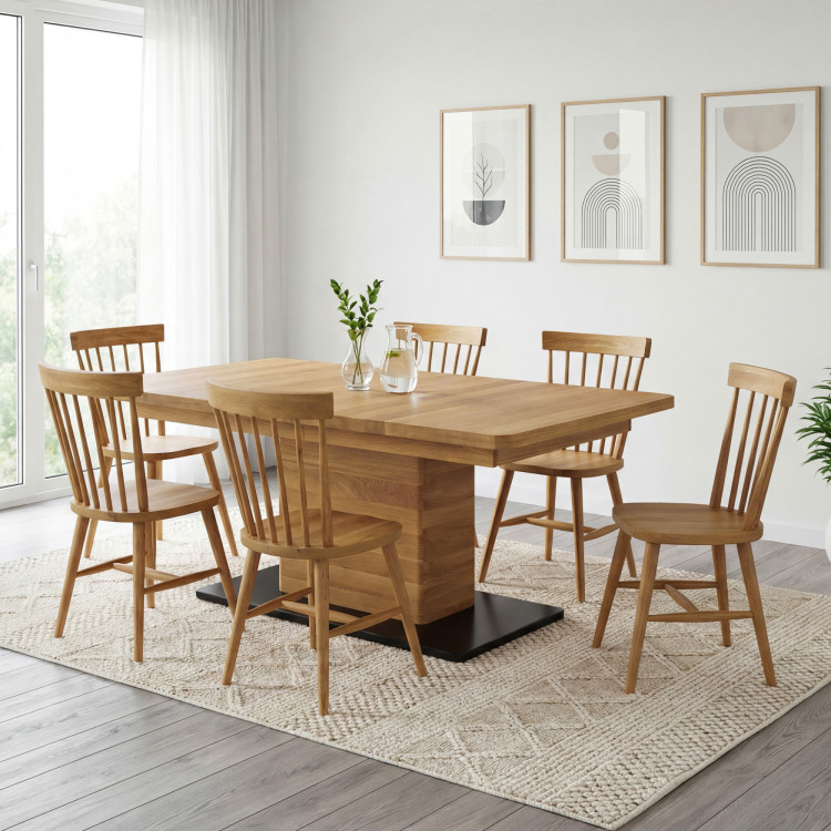 Eichen-Ausziehtisch mit einem Bein