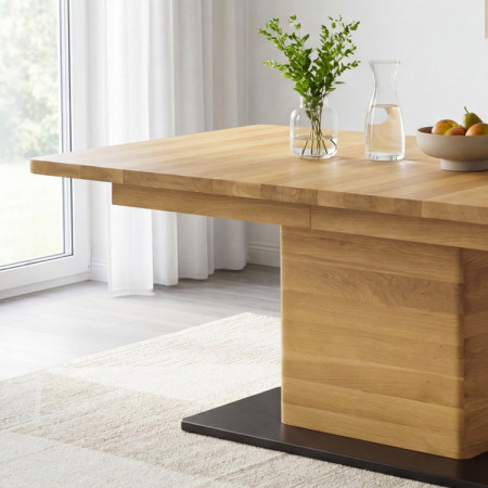 Eichen-Ausziehtisch mit einem Bein