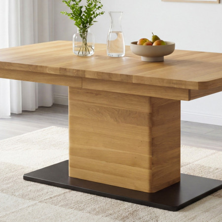 Eichen-Ausziehtisch mit einem Bein