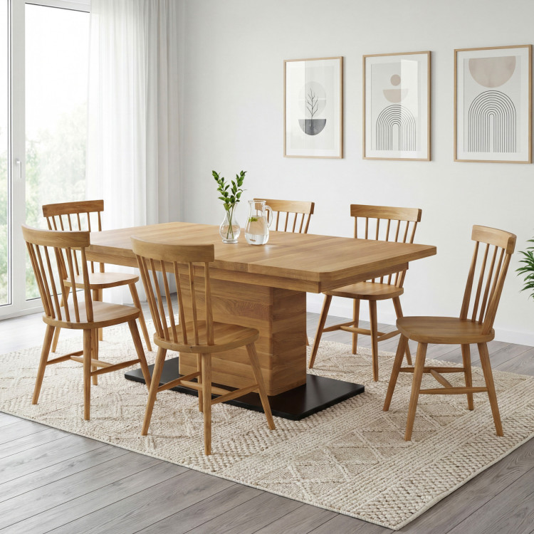 Eichen-Ausziehtisch mit einem Bein