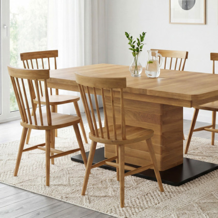 Eichen-Ausziehtisch mit einem Bein