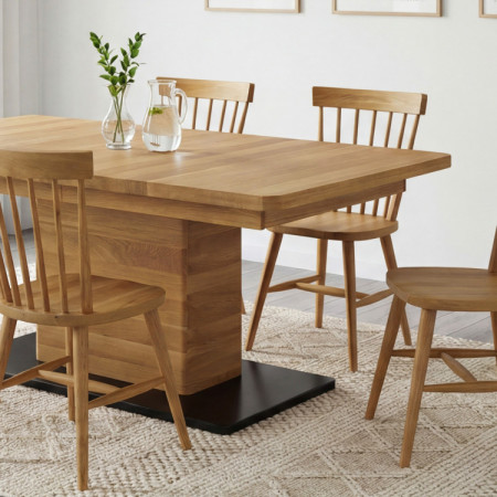 Eichen-Ausziehtisch mit einem Bein