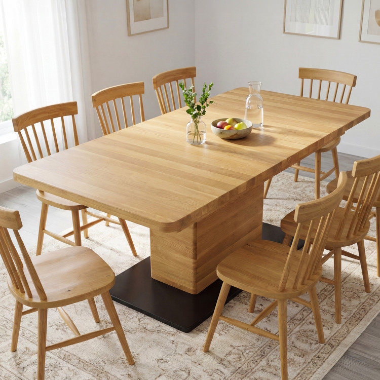 Eichen-Ausziehtisch mit einem Bein