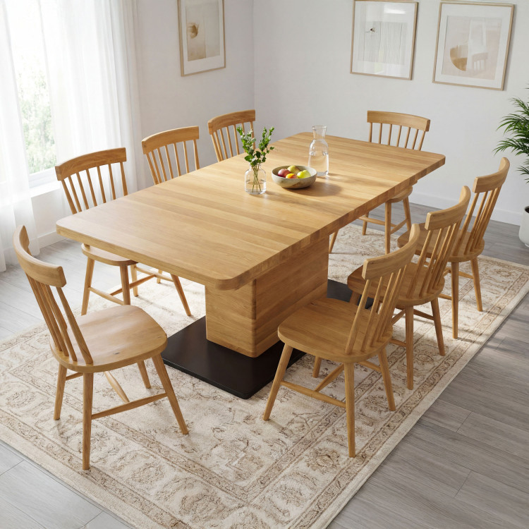 Eichen-Ausziehtisch mit einem Bein