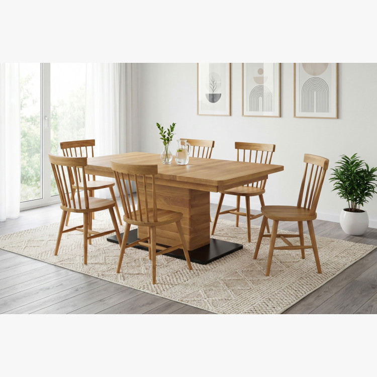 Eichen-Ausziehtisch mit einem Bein