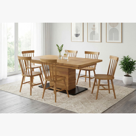 Eichen-Ausziehtisch mit einem Bein