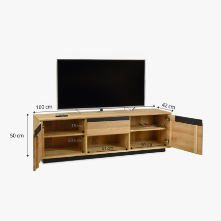 Moderne Wohnwand aus massivem Eichenholz