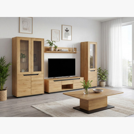 Moderne Wohnwand aus massivem Eichenholz