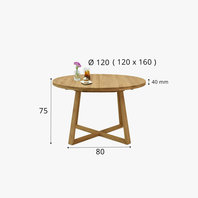 Kulatý ausziehbarer Tisch aus Eichenholz ø120
