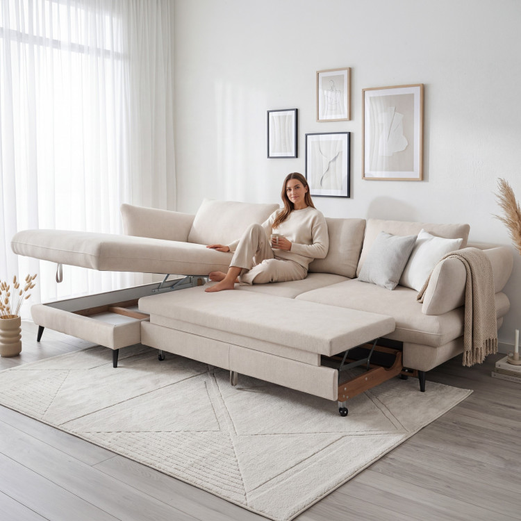 Rohes Ecksofa BALOU - linke Ecke