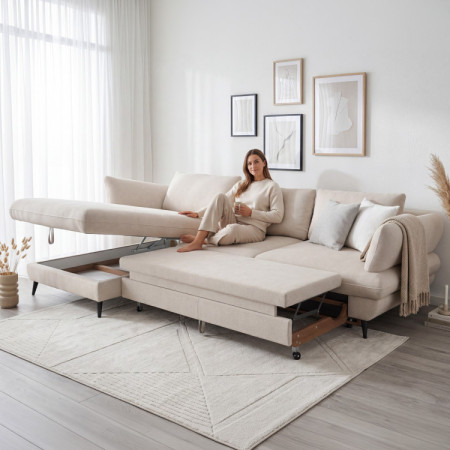 Rohes Ecksofa BALOU - linke Ecke