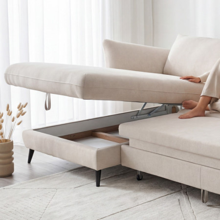 Rohes Ecksofa BALOU - linke Ecke