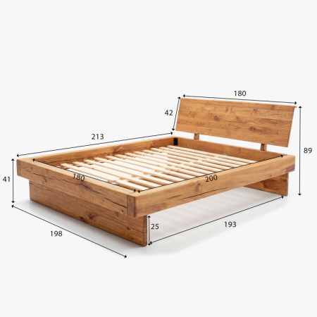 Massives Ehebett aus Eiche für zwei 180 x 200 cm