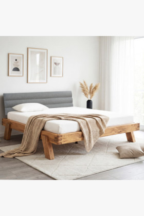 Dubogestelltes Bett 180 x 200 cm - Stoffkopfteil