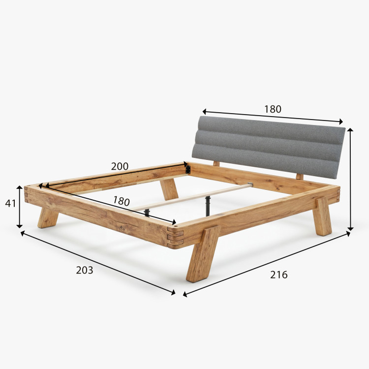 Dubogestelltes Bett 180 x 200 cm - Stoffkopfteil