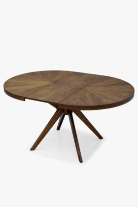 Designiger runder ausziehbarer Esstisch 100 cm in Nussbaumfarbe 2