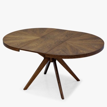 Designiger runder ausziehbarer Esstisch 100 cm in Nussbaumfarbe