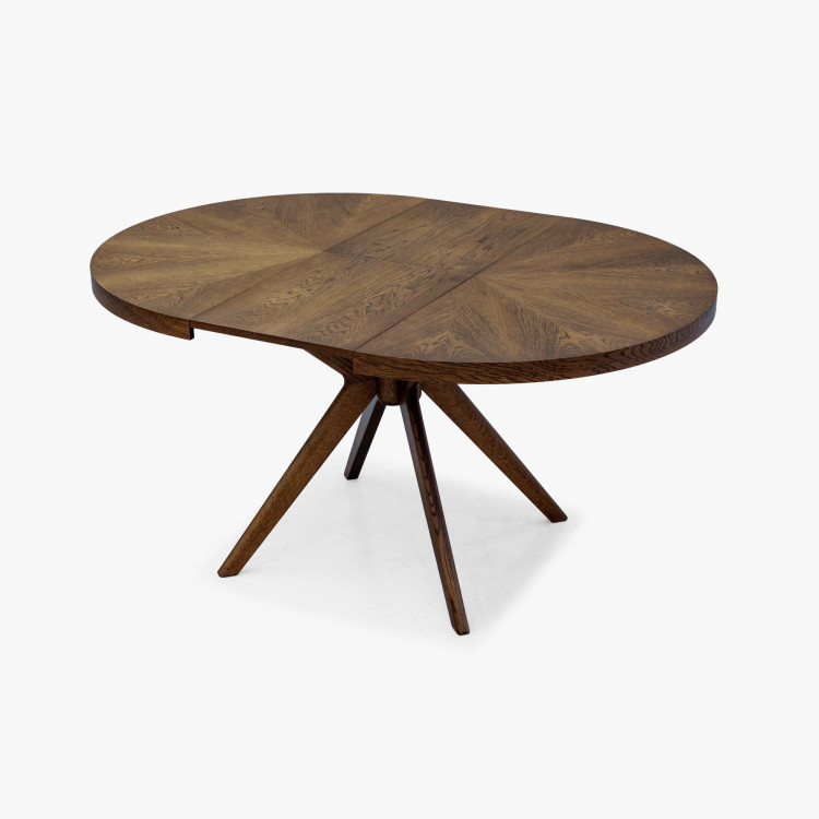 Designiger runder ausziehbarer Esstisch 100 cm in Nussbaumfarbe