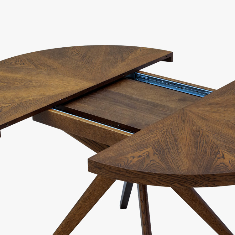 Designiger runder ausziehbarer Esstisch 100 cm in Nussbaumfarbe