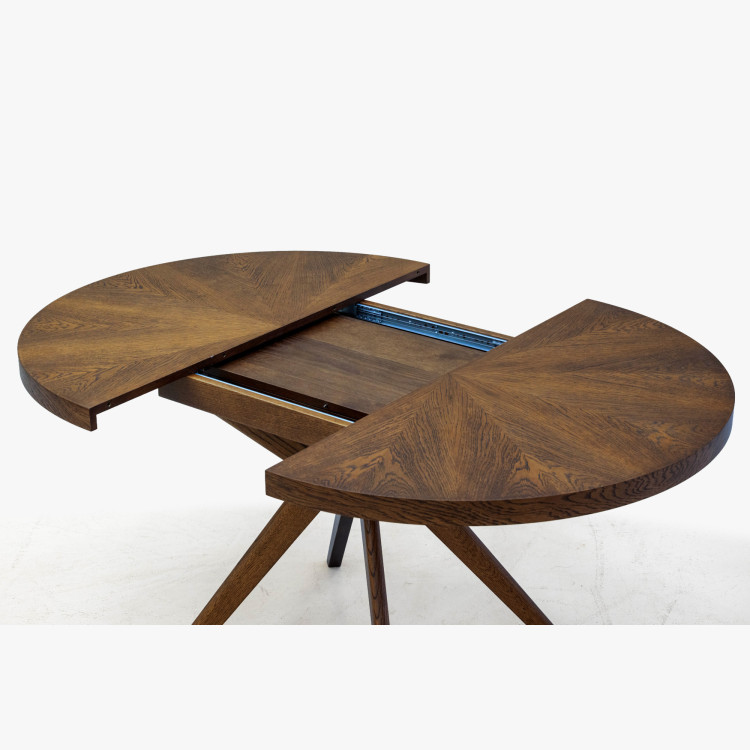 Designiger runder ausziehbarer Esstisch 100 cm in Nussbaumfarbe