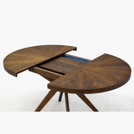 Designiger runder ausziehbarer Esstisch 100 cm in Nussbaumfarbe