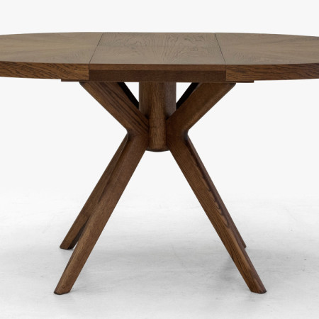 Designiger runder ausziehbarer Esstisch 100 cm in Nussbaumfarbe