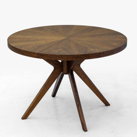 Designiger runder ausziehbarer Esstisch 100 cm in Nussbaumfarbe