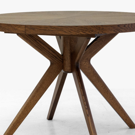 Designiger runder ausziehbarer Esstisch 100 cm in Nussbaumfarbe