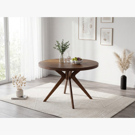 Designiger runder ausziehbarer Esstisch 100 cm in Nussbaumfarbe