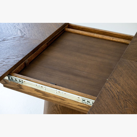 Designiger runder ausziehbarer Tisch 130 cm in Nussbaumfarbe