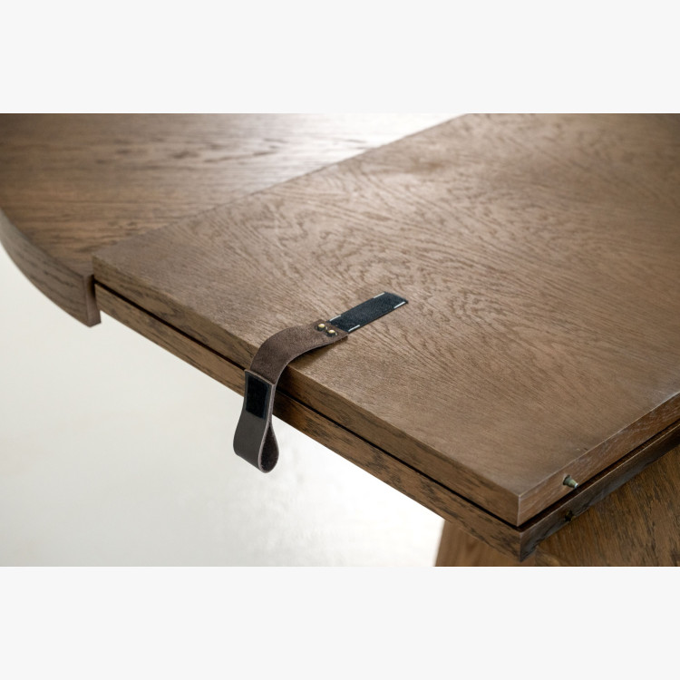 Designiger runder ausziehbarer Tisch 130 cm in Nussbaumfarbe