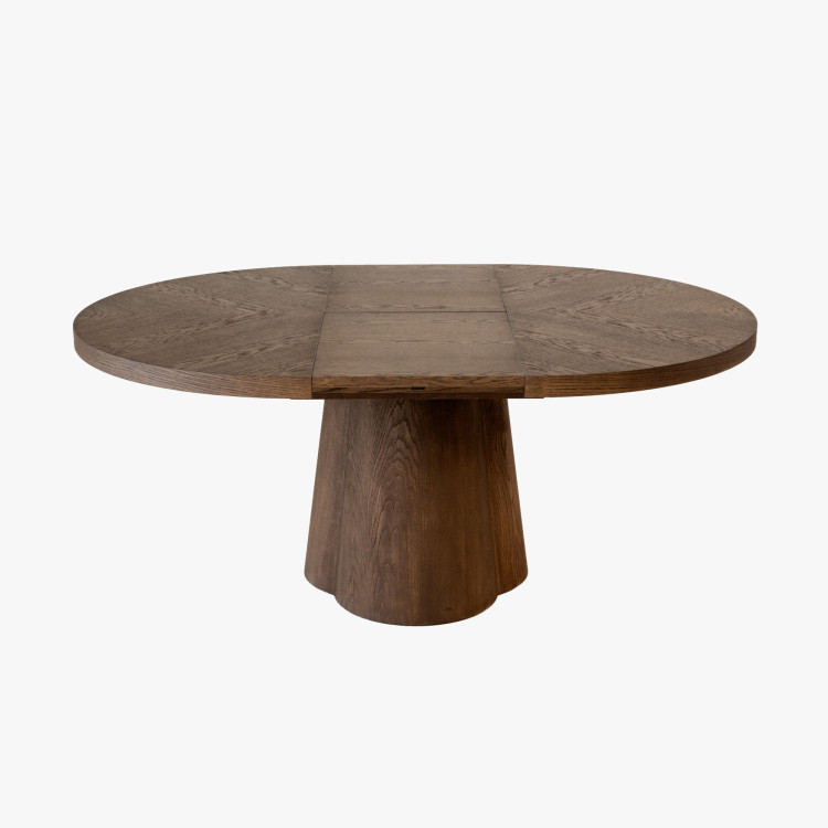 Designiger runder ausziehbarer Tisch 130 cm in Nussbaumfarbe