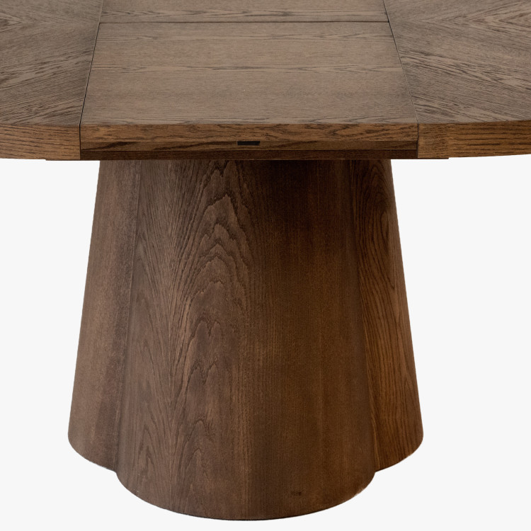 Designiger runder ausziehbarer Tisch 130 cm in Nussbaumfarbe