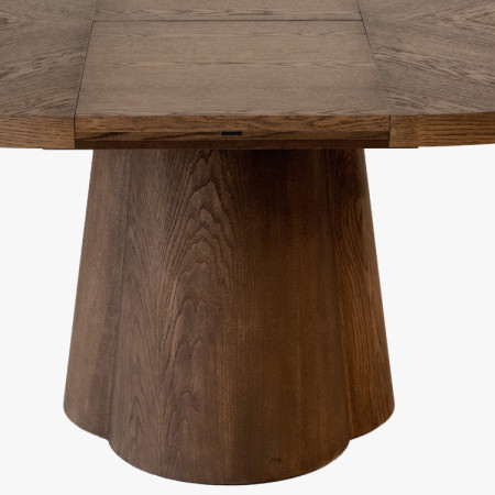 Designiger runder ausziehbarer Tisch 130 cm in Nussbaumfarbe