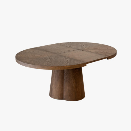 Designiger runder ausziehbarer Tisch 130 cm in Nussbaumfarbe